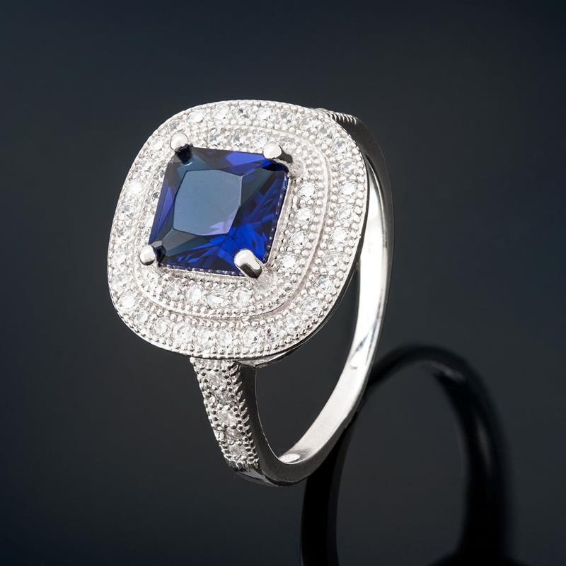 Sapphire Blue Princess Ring